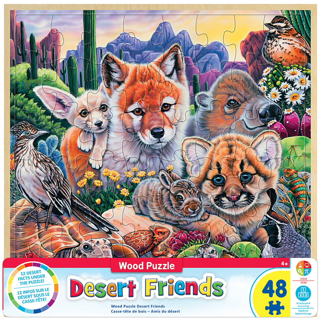 MA-11553 - Wood Fun Facts of Desert Friends - 48 Piece Kids Puzzle