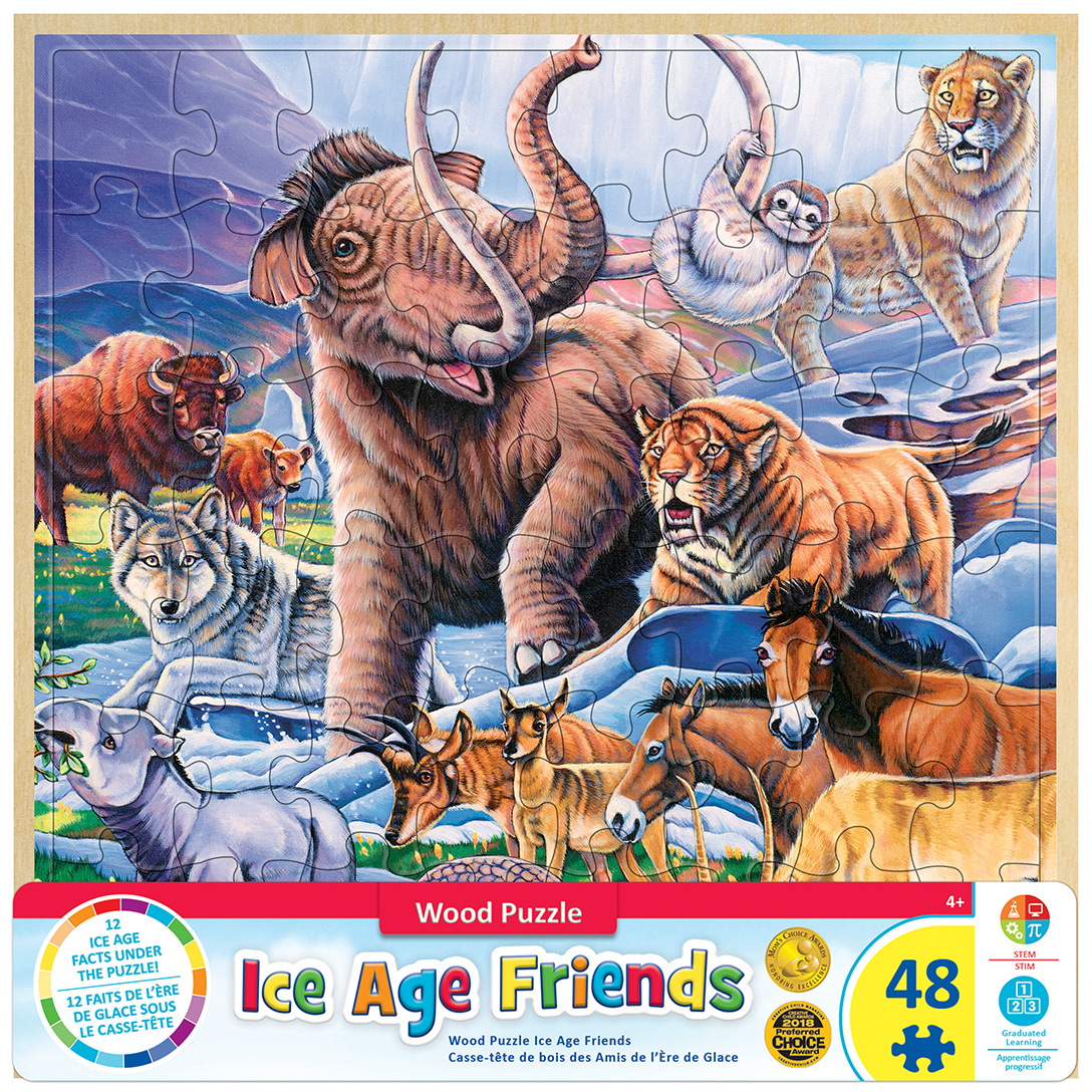 Wood Fun Facts of Ice Age Friends - 48 Piece Kids Puzzle