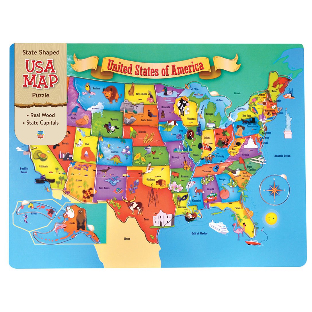 USA Wood Map - 44 Wood Piece Puzzle