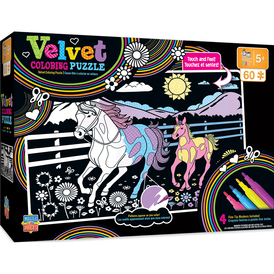 Velvet Coloring of Horse and Pony - 60 PieceKdis Puzzle