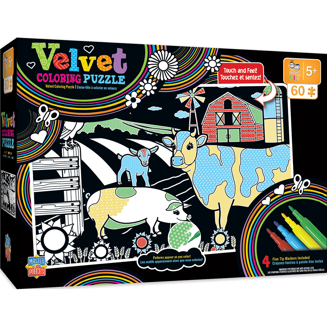 Velvet Coloring Right Fit - Farm 60 Piece Jigsaw Puzzle