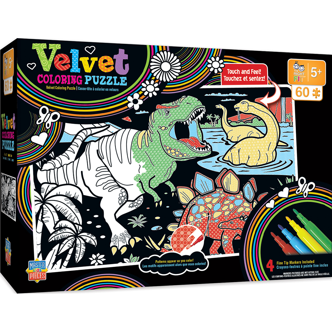 Velvet Coloring Right Fit - Dinosaurs 60 Piece Jigsaw Puzzle