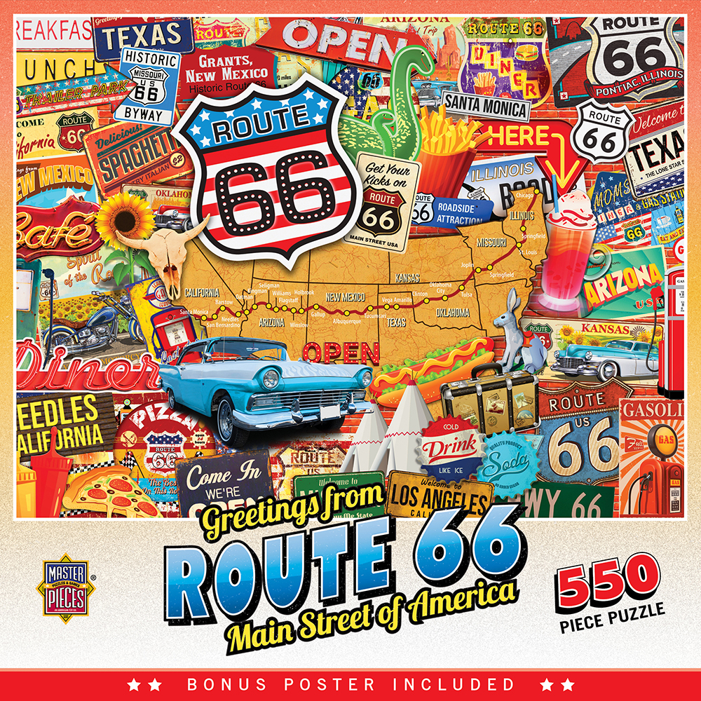 Travel Collages - Route 66 - 550 Piece Jigsaw Puzzle